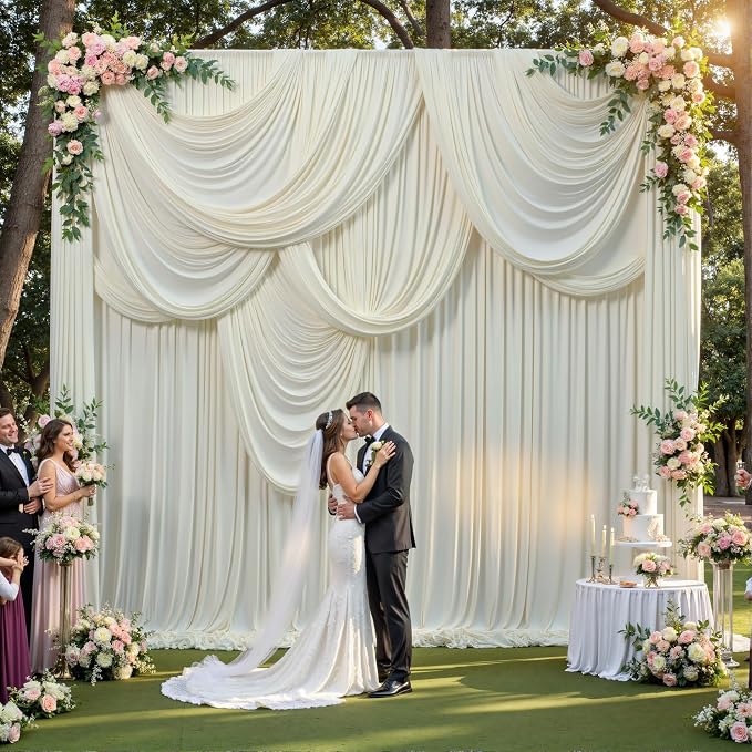 50ft x 15ft Ivory Backdrop Curtains - Image 7