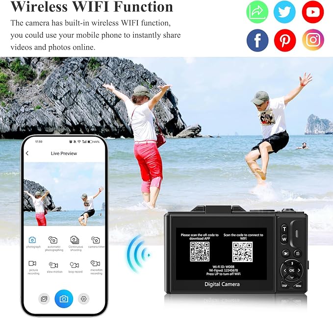 4K Digital Camera for Photography, 64MP Vlogging Camera for YouTube, WiFi Vlog - Image 3
