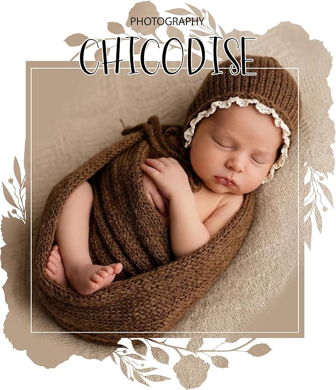 Newborn Photography Props Wraps & Ruffle Edge Bonnet - Image 3