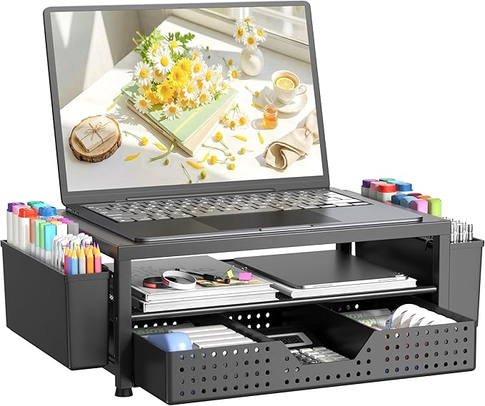 OPNICE Laptop Stand Desk Organizer, 2-Tier Metal Monitor Stand Riser by OPNICE