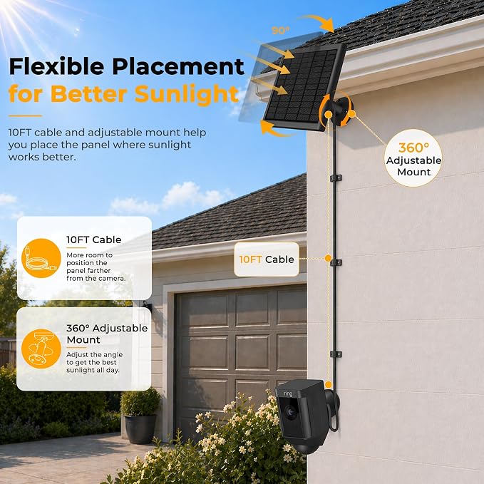 8W Solar Panel for Ring Camera, Solar Panel Charger Compatible - Image 9