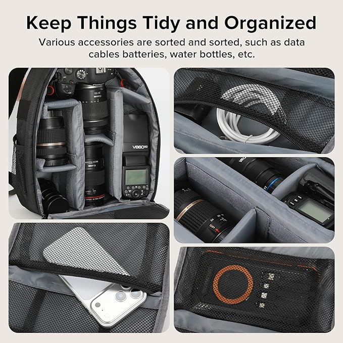 Camera Backpack Bag Small- Waterproof Professional DSLR Camera Bag Photography - Image 2