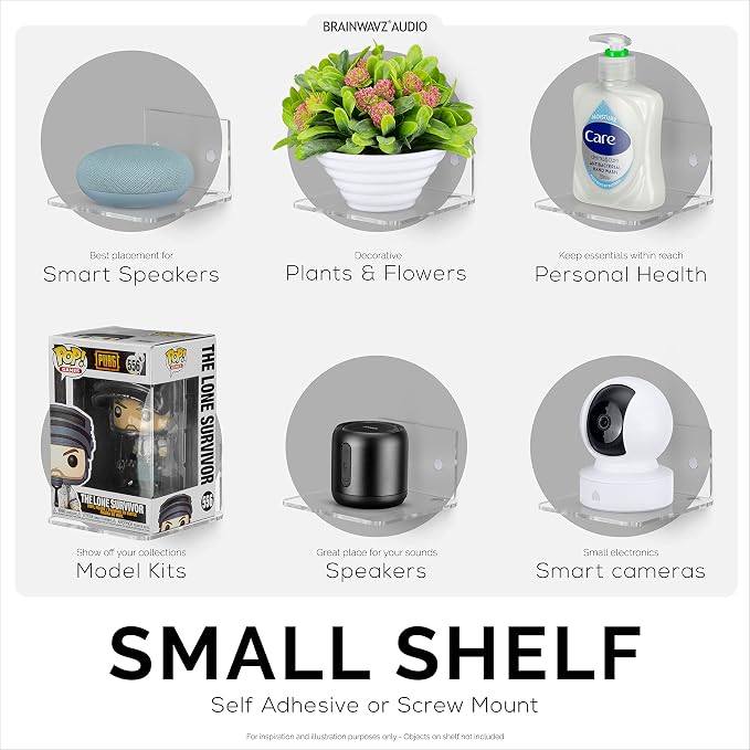 BRAINWAVZ 4.5" Small Baby Monitors & Speaker Wall Mount Shelf, Adhesive & Screw - Image 5