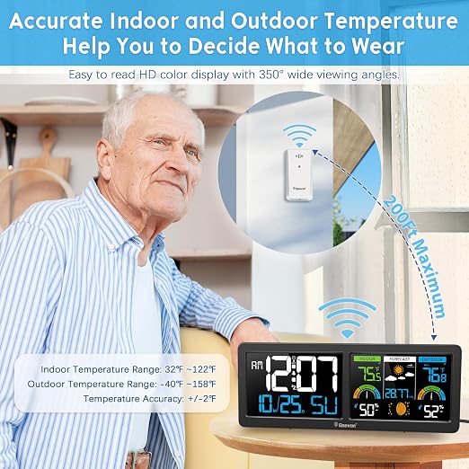 Geevon Weather Stations Wireless Indoor Outdoor Thermometer - Image 4