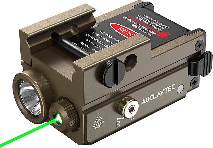 AUCLAYTEC Pistol Flashlight Green Laser Combo 420 Lumens Pistol Light Recharge by AUCLAYTEC