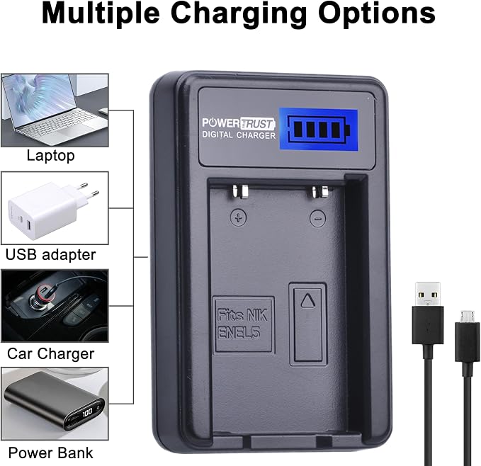 2 Pack EN-EL5 Camera Battery and LCD USB Charger - Image 7