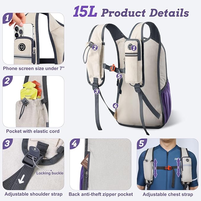 BECOJADDE 15L Small Hiking Backpack - Image 2