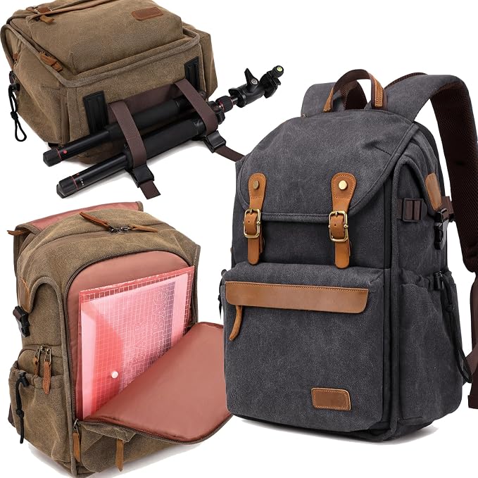 Vintage Canvas Camera Backpack for DSLR/Mirrorless & Drone, Waterproof - Image 8