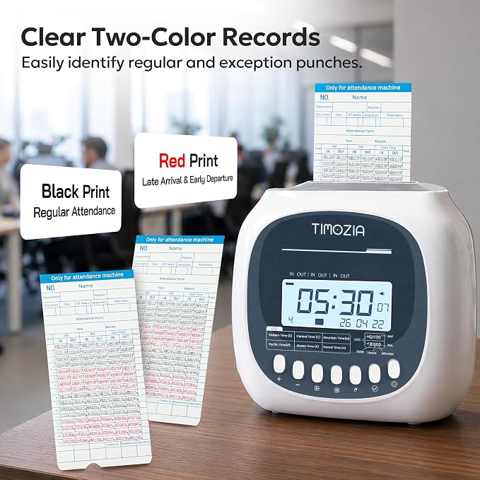 Time Clock for Employees Small Business, 6 U.S. Time Zones, Automatic Daylight - Image 4