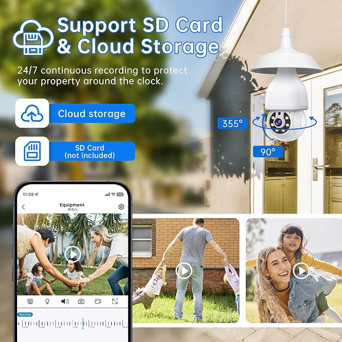 2K Light Bulb Security Camera 5G&2.4G WiFi Security Cameras Wireless Outdoor - Image 5