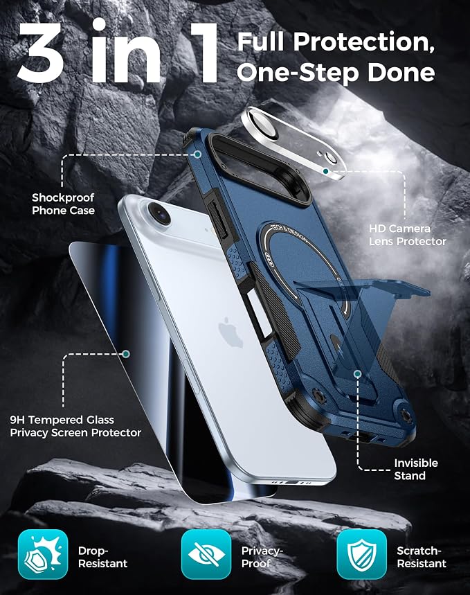 Goton for iPhone Air Case with Privacy Tempered Glass Screen Protector & Camera - Image 3