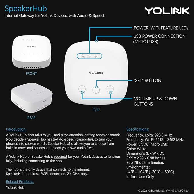 YoLink SpeakerHub & Two Motion Sensor Smart Home and Security Kit – Audio Hub - Image 4