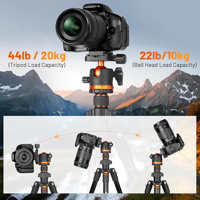 JOILCAN 66" Camera Tripod, Travel Tripod - Image 4