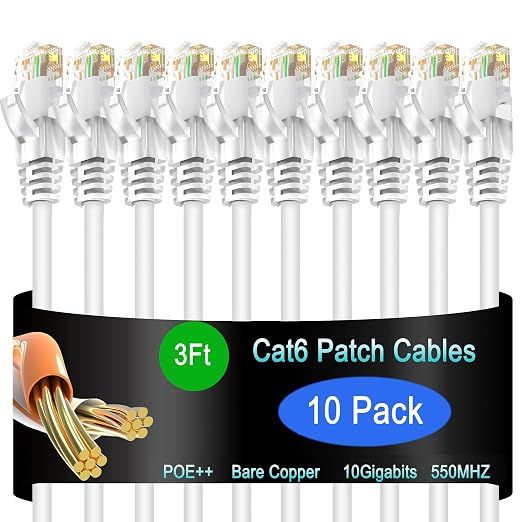 Cat6 Ethernet Patch Cable 3 ft, Cat6 Patch Cable by Lysymixs