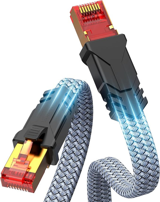 Snowkids Cat 8 Ethernet Cable 1.5 FT, Braided Heavy Duty High Speed by Snowkids