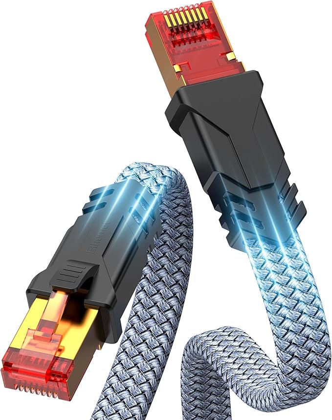 Snowkids Cat 8 Ethernet Cable 3.3 FT, Braided Heavy Duty High Speed by Snowkids