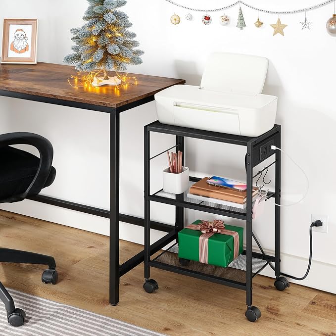 HOOBRO Industrial Printer Stand, 3-Tier Mobile Printer Table, Rolling Cart - Image 2