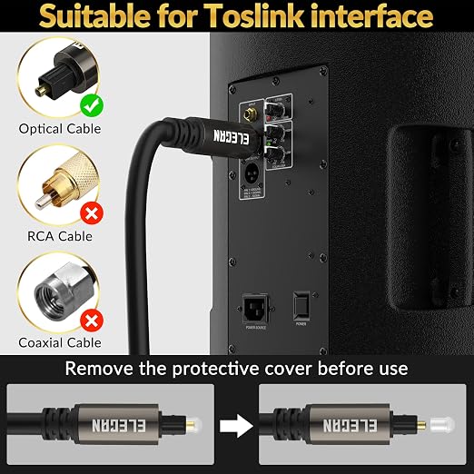 Elecan Optical Audio Cable 25 Ft Digital Audio Toslink Cable Cord-Fiber - Image 5