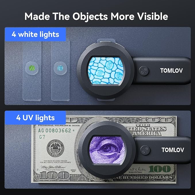 TOMLOV P10 Microscope for Adults Kids, Handheld Coin Magnifier - Image 5