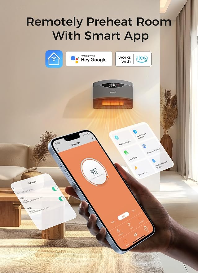 GiveBest Smart Wall Heater for Indoor Use, 1500W Electric Space Heater - Image 3