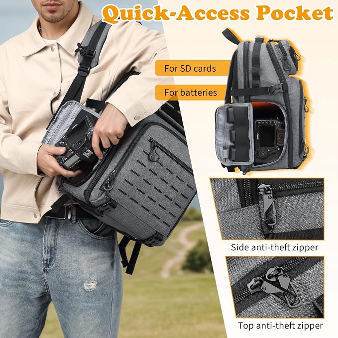 HAMBOLY Professional Camera Bag Backpack, Large Waterproof Photography Bag Case - Image 4
