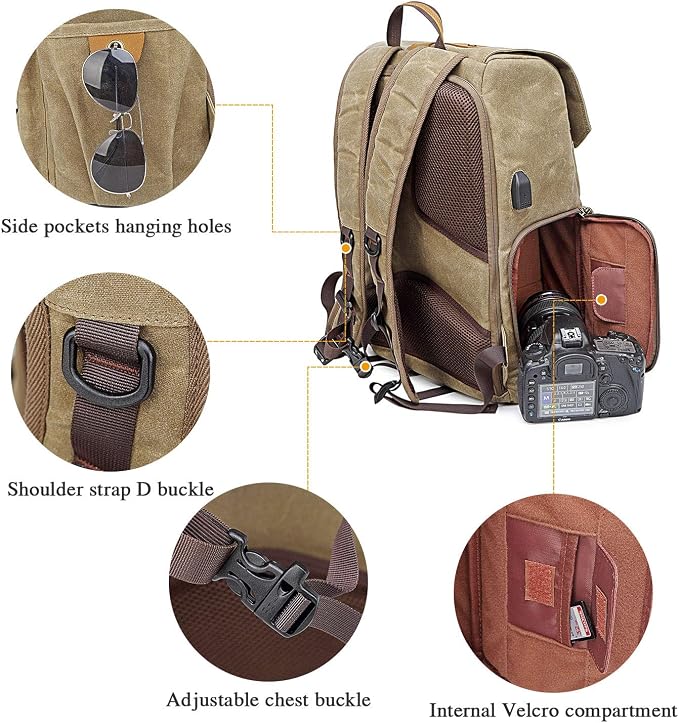 UBAYMAX Camera Backpack, DSLR SLR Waterproof Canvas Camera Bags Rucksack 15.6 - Image 4