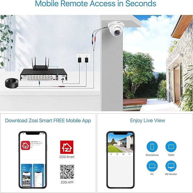 ZOSI 3K Lite 16 Channel Home Security Camera System, 8 x 1080P Indoor Outdoor - Image 7