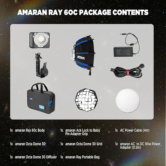 Amaran Ray 60c RGB LED Monolight, 60W Full Color COB Video Light - Image 6