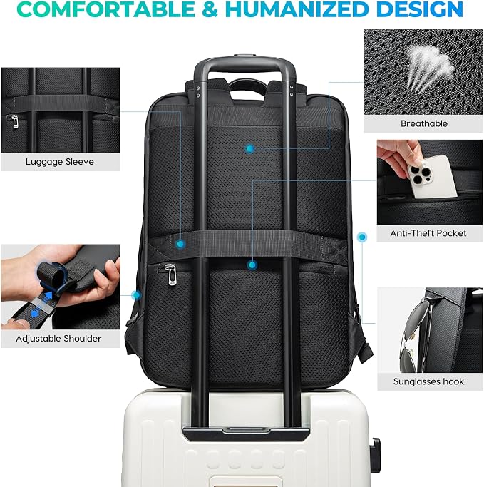 BANGE Men's Laptop Backpack for 17.3Inch Notebook, Waterproof Fashion Travel - Image 5