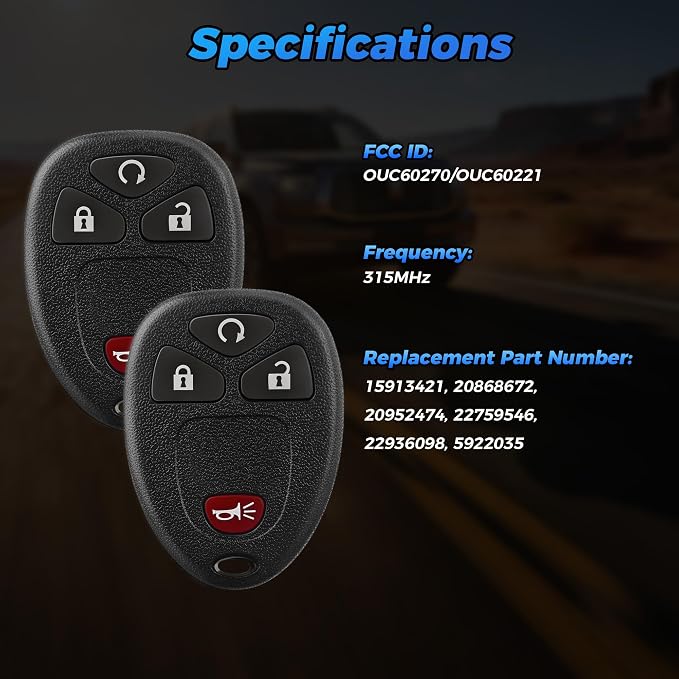 Key Fob 2Pcs OUC60270 15913421 Compatible - Image 4