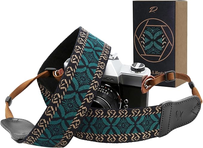 Padwa Lifestyle Mystic Green Embroidered Camera Strap by PadwaLifestyleCameraStrap