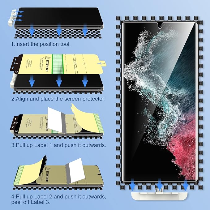 LK 3 Pack for Samsung Galaxy S22 Ultra Screen Protector Bubble Free, - Image 5