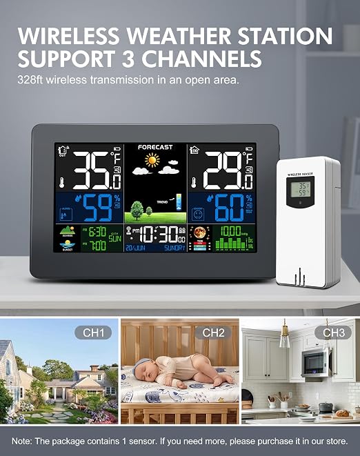 Weather Station Wireless Indoor Outdoor, Digital Thermometer - Image 4