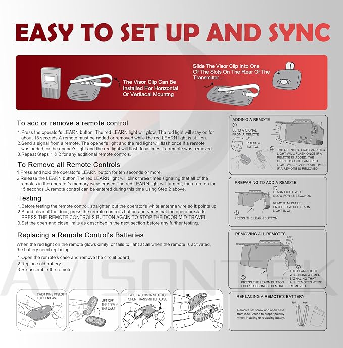Avisontek 2-Pack for Linear Garage Door Opener Remote ACT-31B Megacode - Image 9
