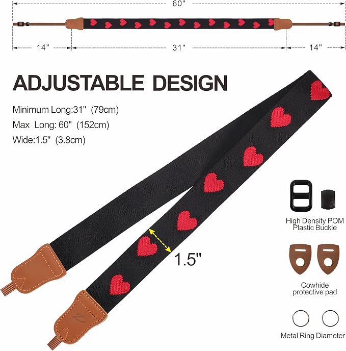 Padwa Lifestyle Red Hearts Camera Strap - Image 7