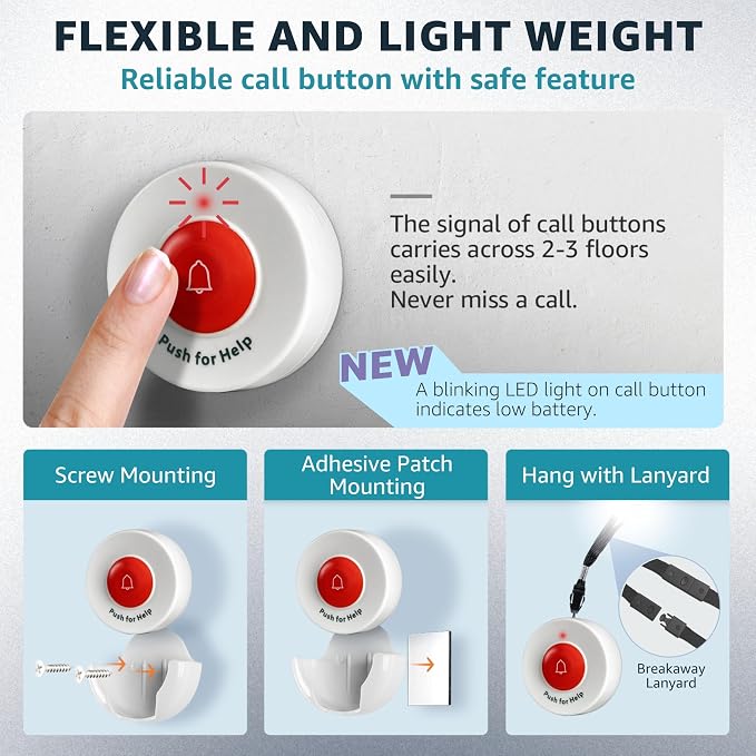 Caregiver Pager Wireless Call Buttons Motion Sensor Alarm Indoor - Image 4