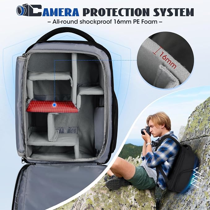 RAINSMORE Camera Backpack Camera Bag - Image 3