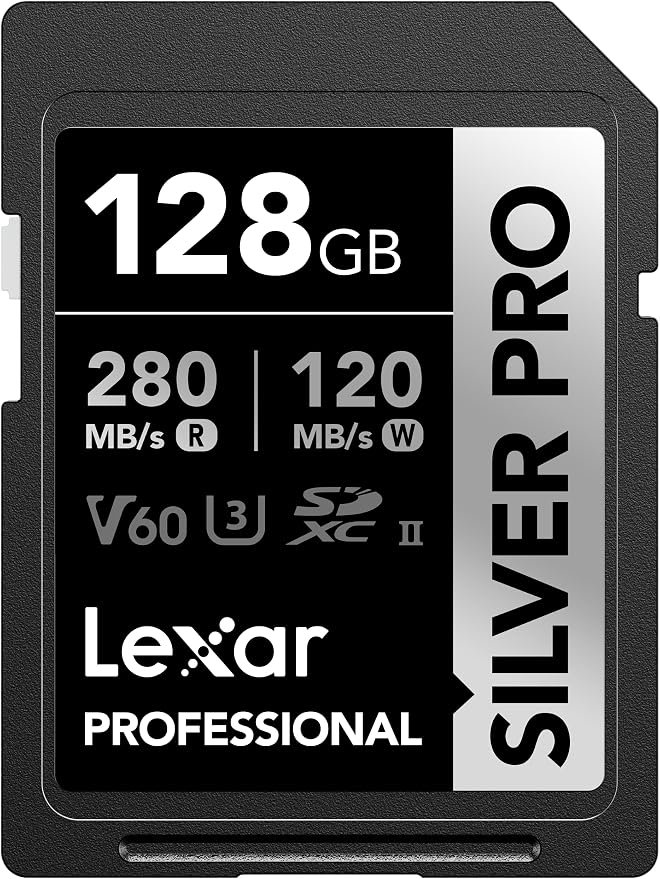 Lexar 128GB Professional SILVER PRO SD Card, Full HD, by Lexar