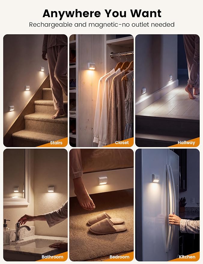 VOLISUN Rechargeable Motion Sensor Night Light, 3 Colors Temperature Stair - Image 7