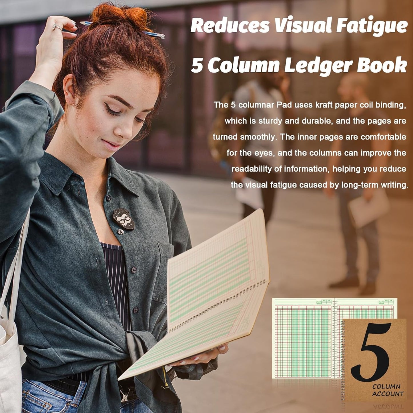 3 PCS 5 Column Ledger Book Accounting Ledger Paper Analysis Pad Financial Accounting Ledger 5 Column 8.5 * 11 Inches Log Book 5 Column 100 Pages for Bookkeeping Personal Use and Small Business