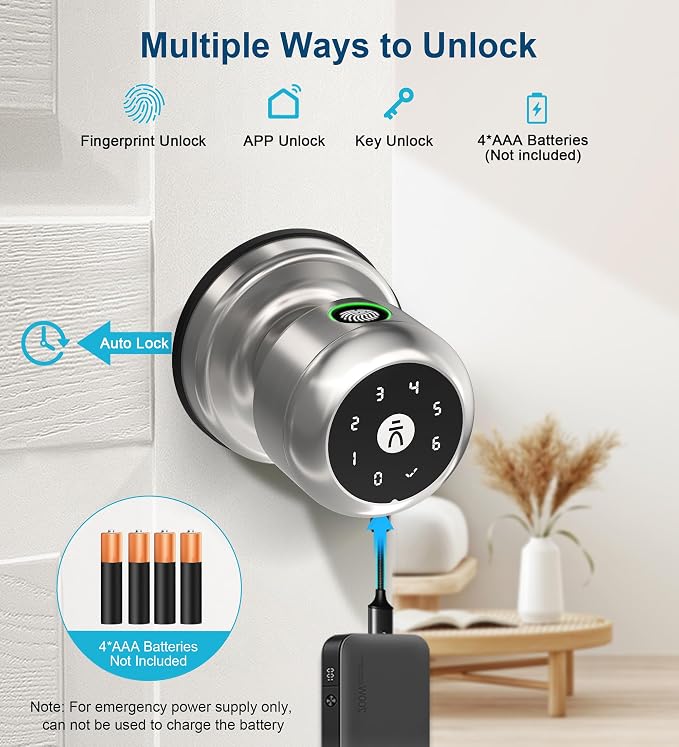 Fingerprint Door Lock, Smart Fingerprint Door Knob - Image 2