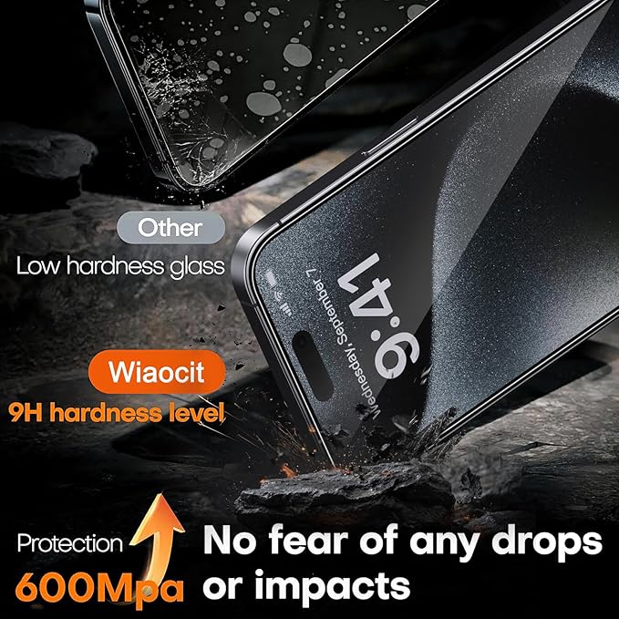 Wiaocit 3 Pack Tempered Glass Privacy Screen Protector - Image 4