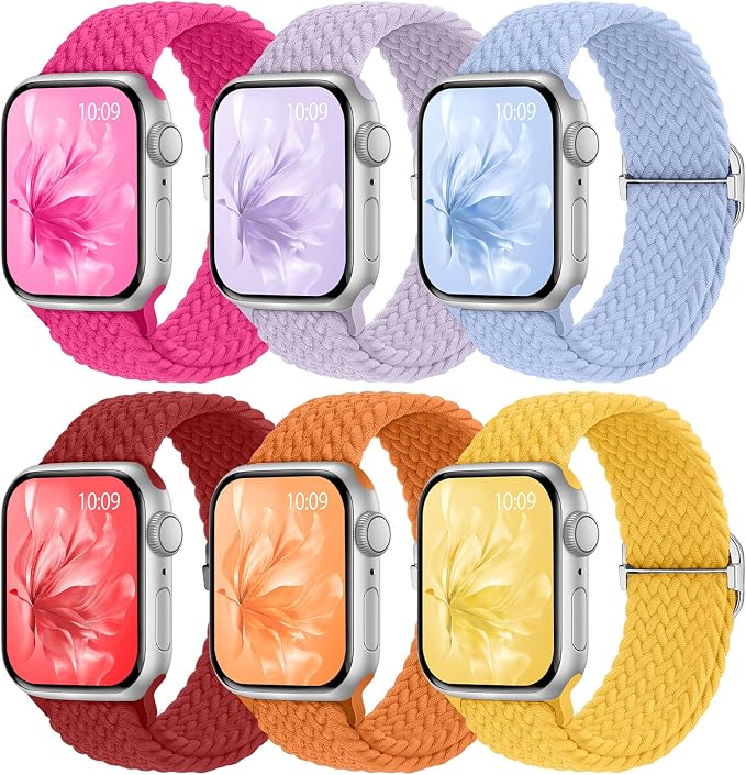 6 Pack Braided Stretchy Bands Compatible by KnossenWatchBand