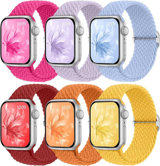 6 Pack Braided Stretchy Bands Compatible by KnossenWatchBand