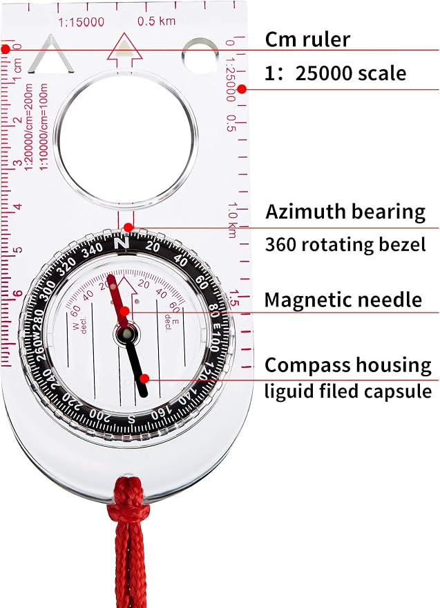 Gejoy 6 Pcs Orienteering Compass Bulk Portable Survival Compass Scout Learning - Image 4