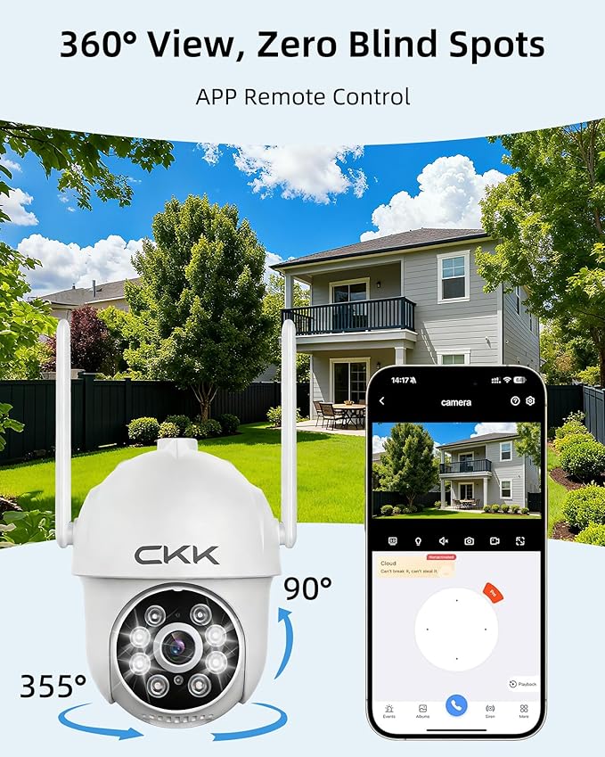 CKK 2K Security Cameras Outdoor, 2.4G/5G Security Cameras WiFi Outdoor - Image 3