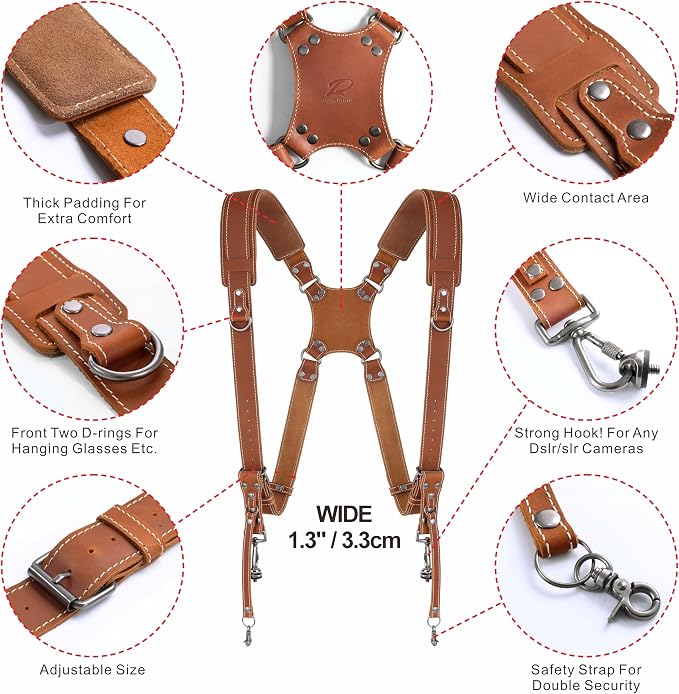 Padwa Lifestyle Tan Dual Camera Harness Strap - Image 2