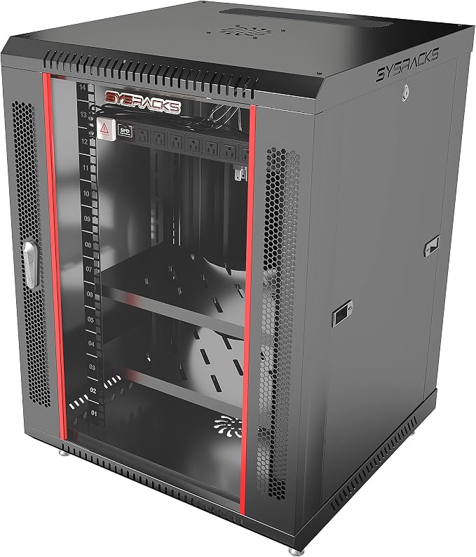 15U Wall Mount Server Rack Cabinet 24” Deep, 19” Network & AV Enclosure by SYSRACKS
