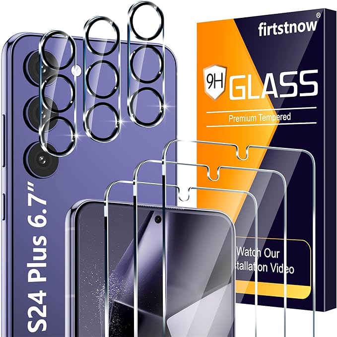 firtstnow 3 Pack for Samsung Galaxy S24 Plus Screen Protector Tempered Glass + by Unknown