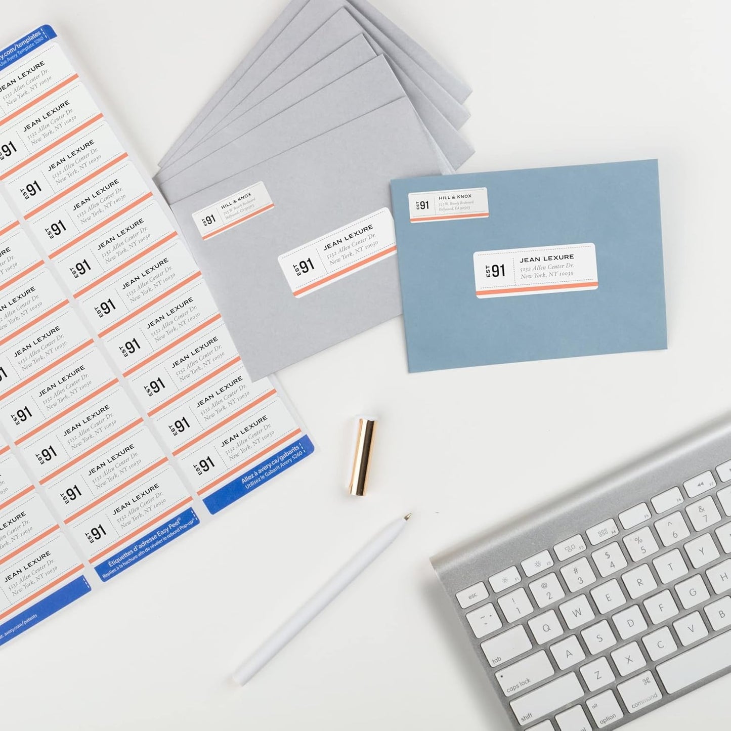 Avery Easy Peel Printable Address Labels with Sure Feed, 1" x 2-5/8" Customizable Stickers, White, 750 Blank Mailing Labels, Great for Mailing, Shipping, and More (5260)